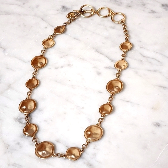 Jones New York Jewelry - JONES NEW YORK GOLD TONE 19" NECKLACE CHUNKY MEDALLION BRUSHED GOLD SIGNED 19"